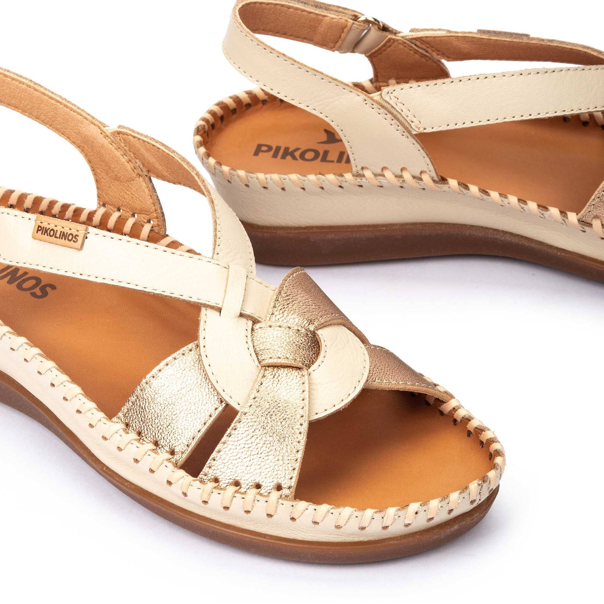 Pikolinos Metallic wedge sandal for women CADAQUES W8K-1839C1