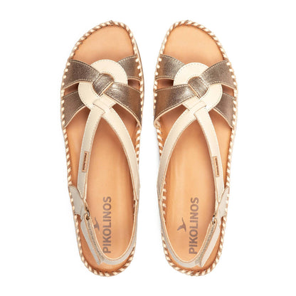 Pikolinos Metallic wedge sandal for women CADAQUES W8K-1839C1
