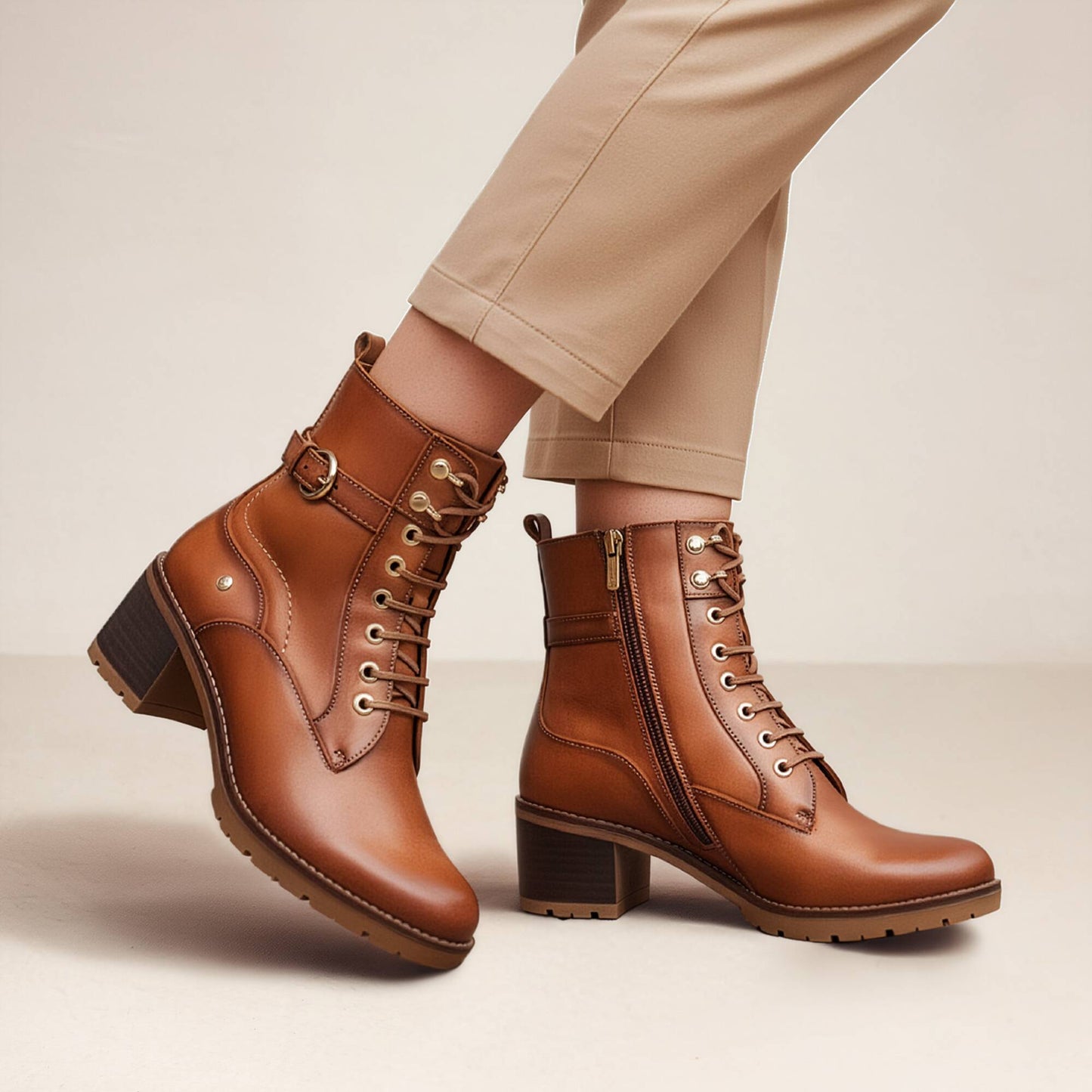 Pikolinos heeled lace-up ankle boots with track sole LLANES W7H-8510
