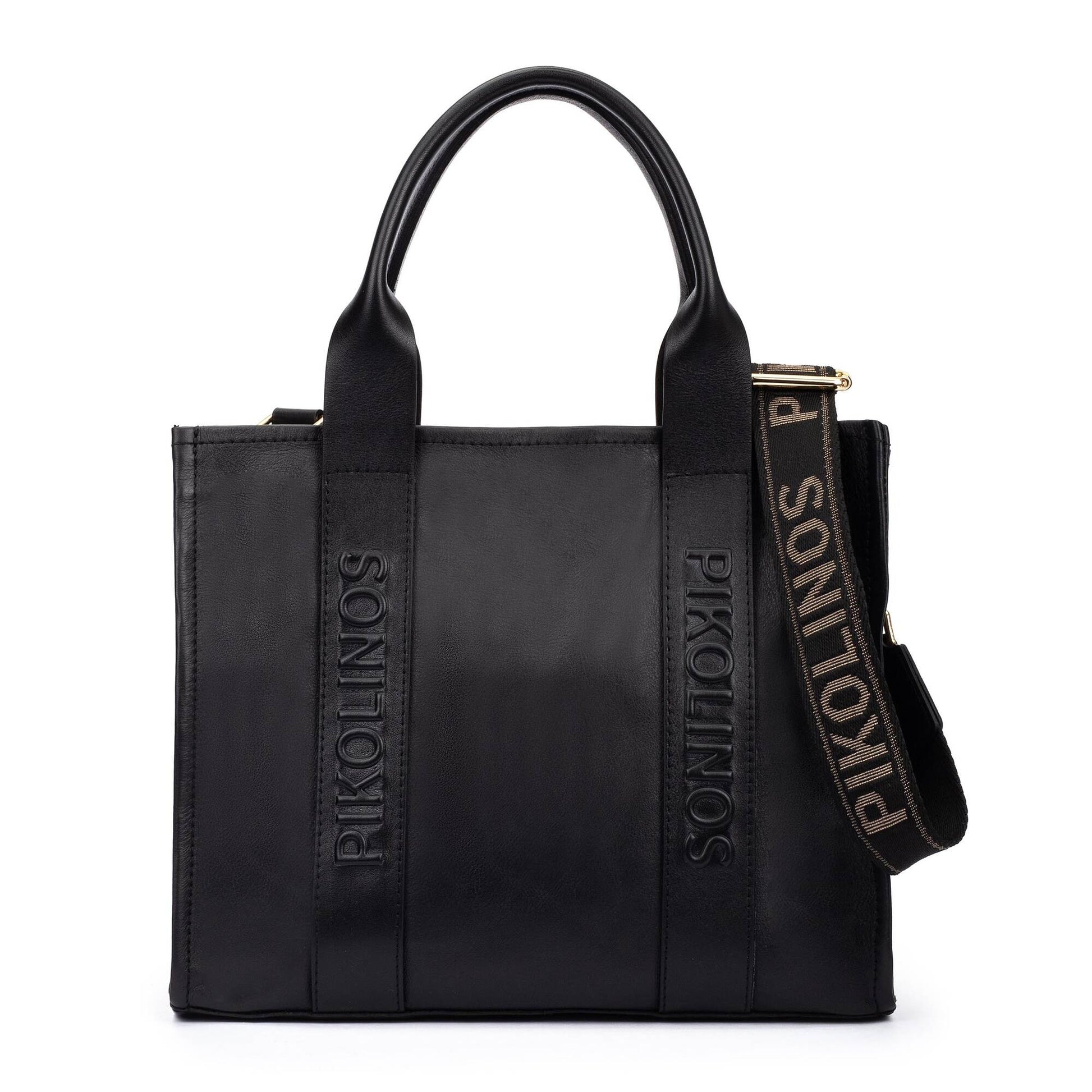 Pikolinos leather tote bag with multicolored ribbon WHA-354