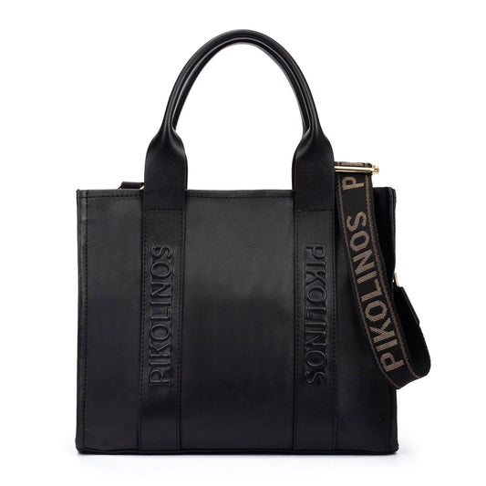 Pikolinos leather tote bag with multicolored ribbon WHA-354