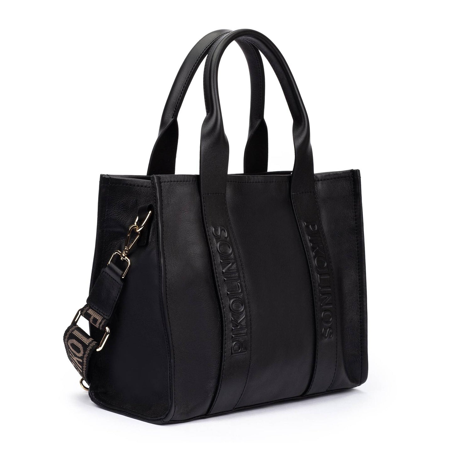 Pikolinos leather tote bag with multicolored ribbon WHA-354