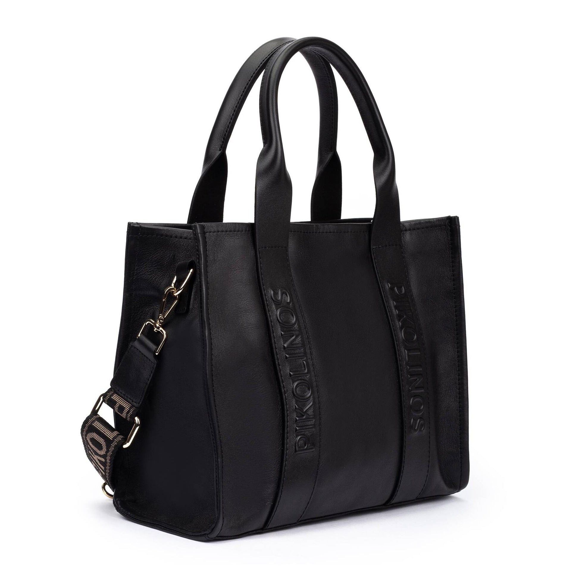 Pikolinos leather tote bag with multicolored ribbon WHA-354