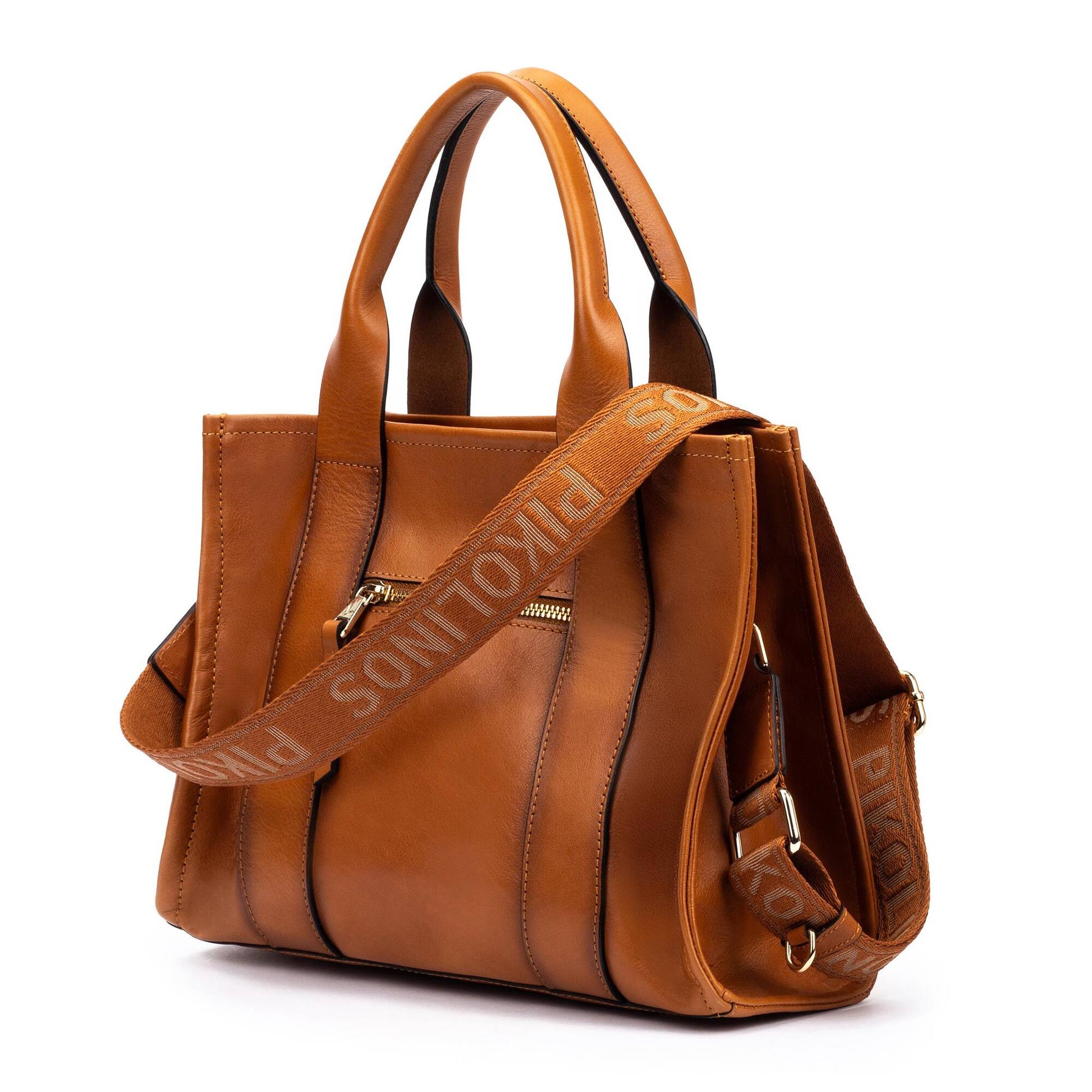 Pikolinos leather tote bag with multicolored ribbon WHA-354