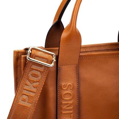 Pikolinos leather tote bag with multicolored ribbon WHA-354